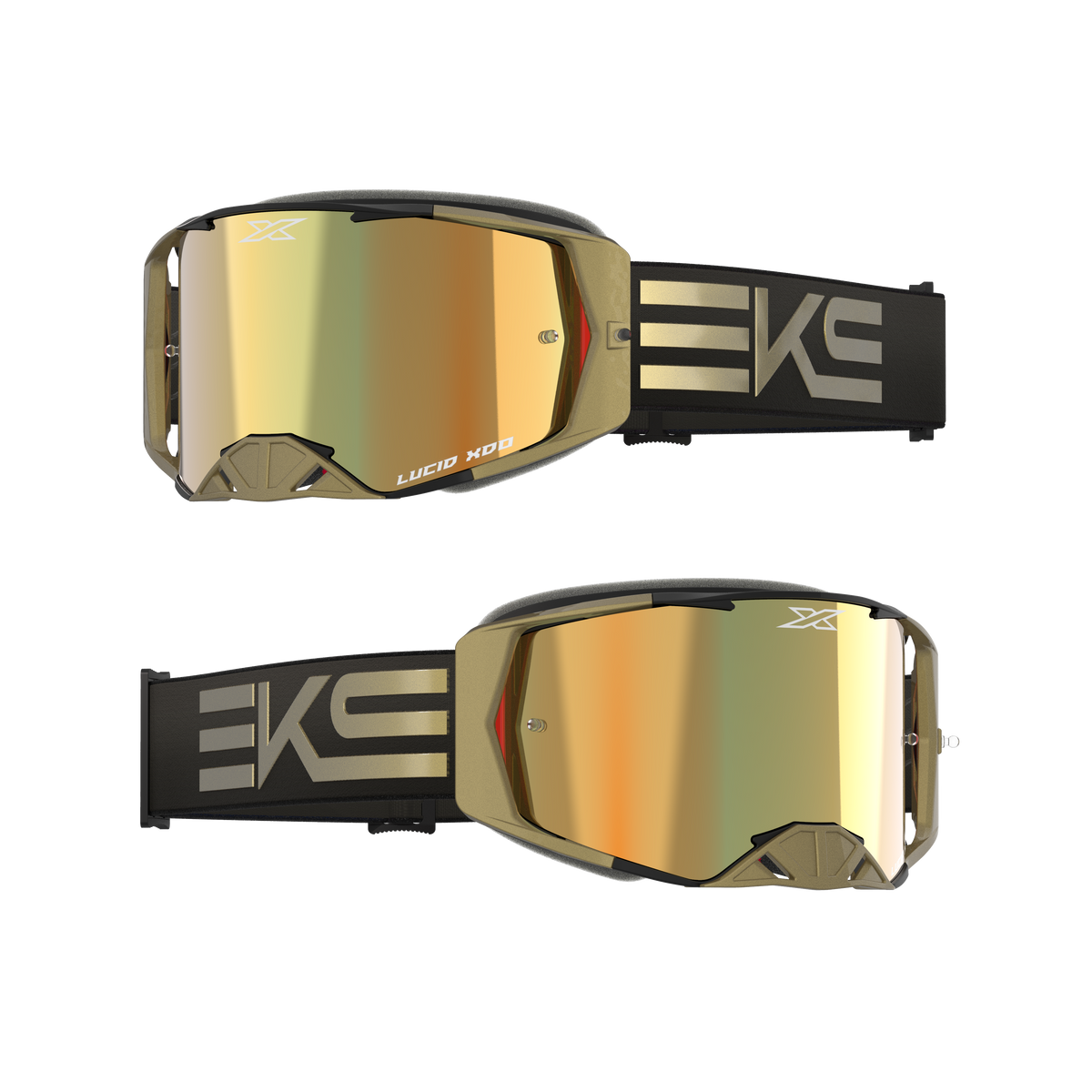 Lucid Goggle EKS Flag Black Gold - Gold Mirror Lens