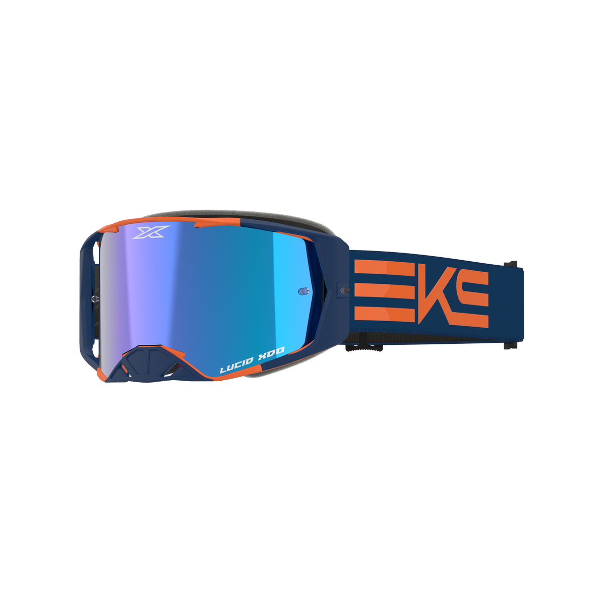 Lucid Goggle EKS Flag Navy Flo Orange - Blue Mirror Lens