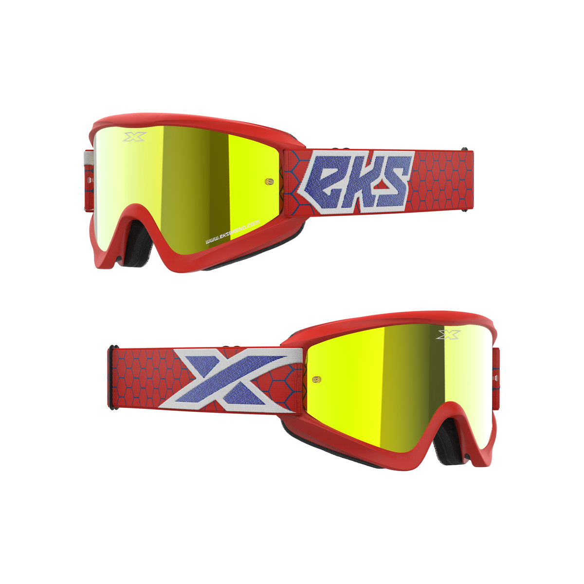 GOX Flat-Out Mirror Goggle Red, White, Blue Metallic - Gold Mirror Lens