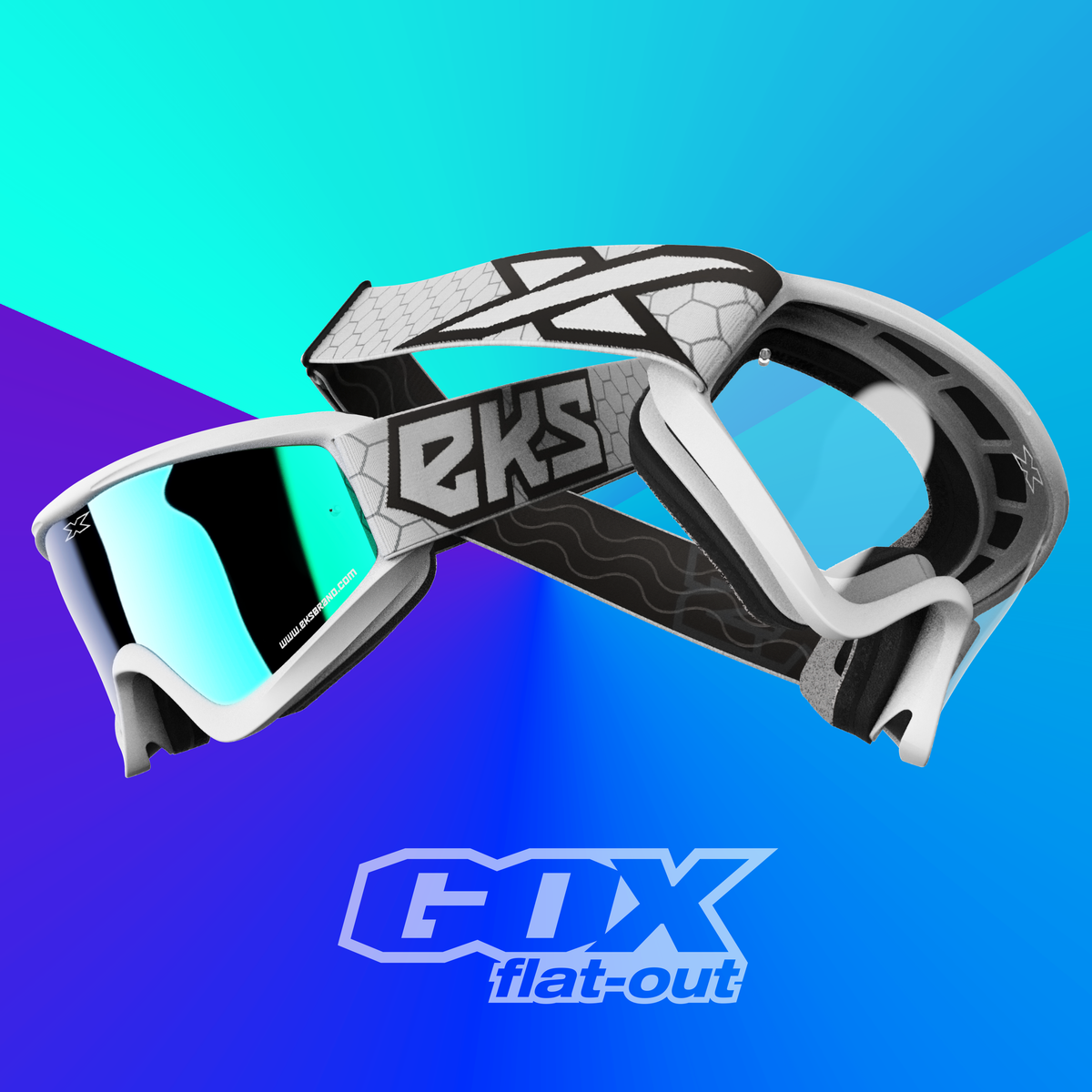 GOX Flat-Out Mirror Goggle White, Black - Blue Mirror Lens