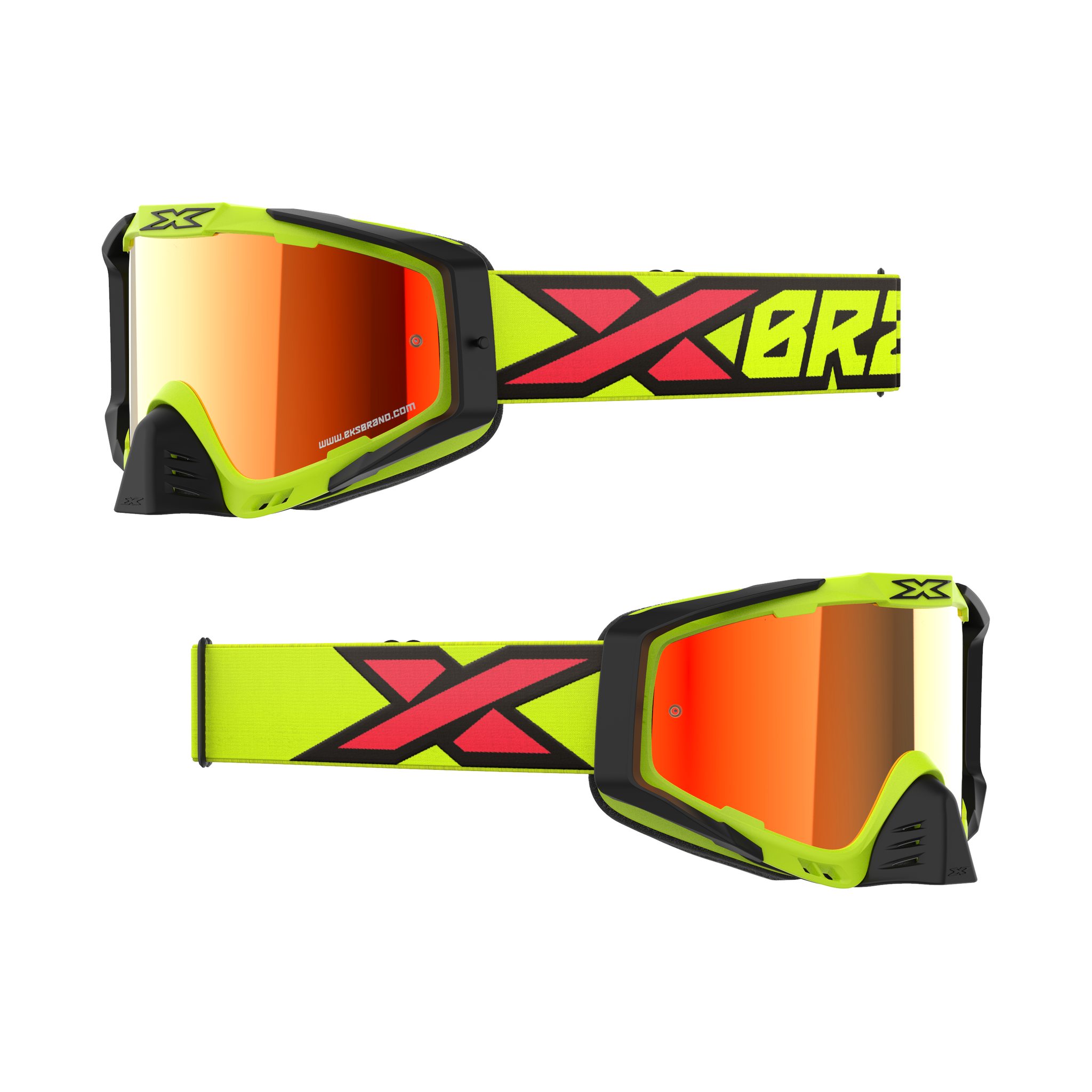eks mx goggles EKS-S Goggle Flo Yellow, Black, & Fire Red